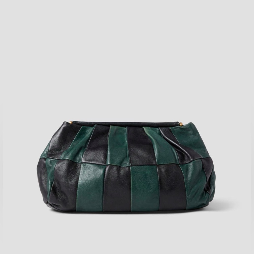 Clare V Black and Green Clutch